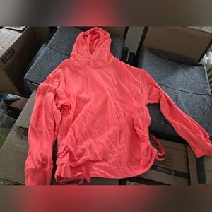 Aerie Ruched Tie Hoodie Sweatshirt - XL - Coral - Gently Used